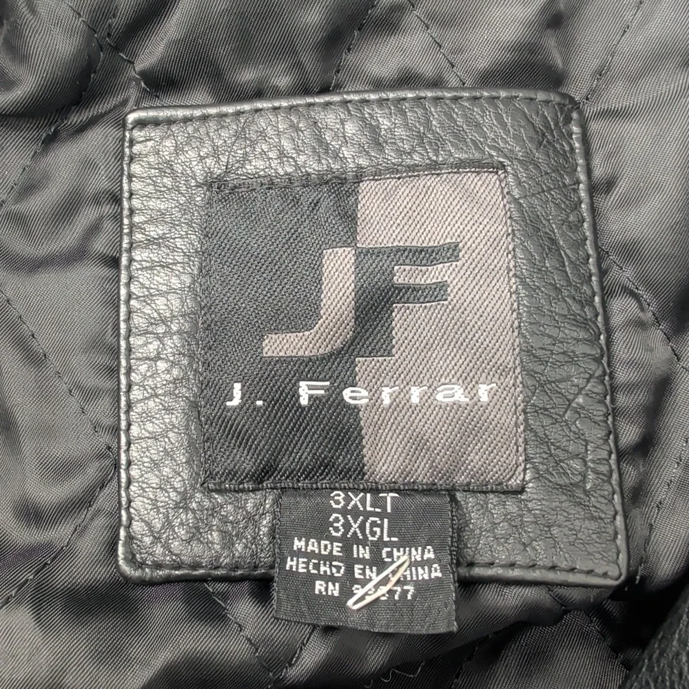J. Ferrar Mens Black Genuine Leather Nappa Car Coat Jacket 3XLT Big and Tall